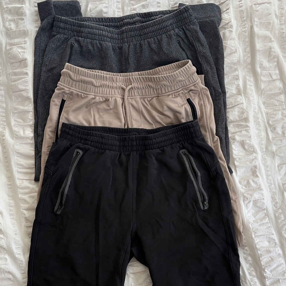 3-Pack! Men’s Medium Comfortable Jogger Pants - Black, Gray, Tan